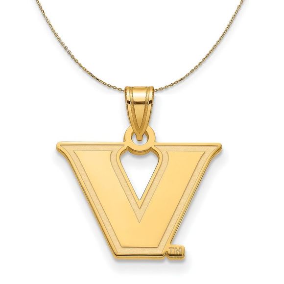 14k Yellow Gold Vanderbilt U. Small 'V' Star Necklace - 22 Inch - Picture 1 of 7